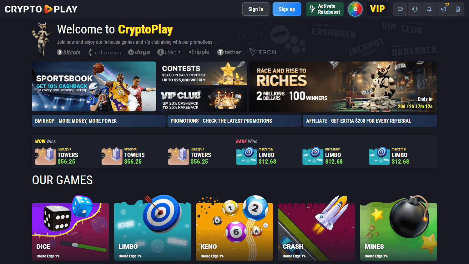 Cryptoplay Casino Desktop screenshot
